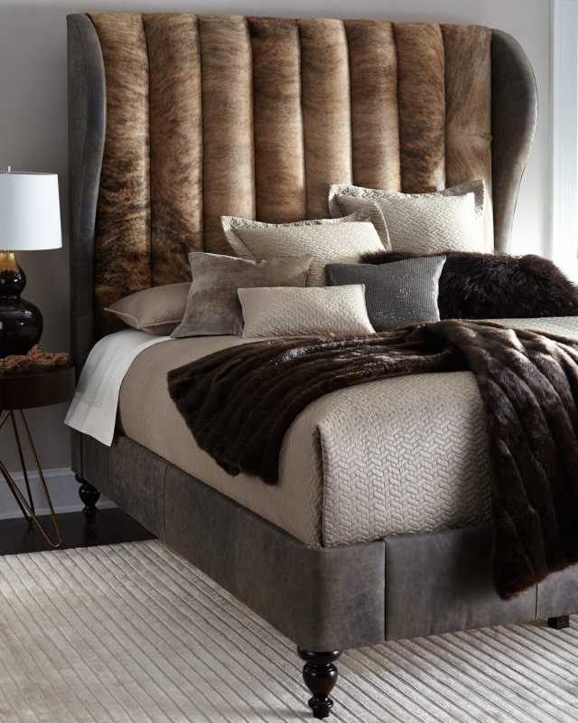 Jessie King Channel-Tufted Hairhide Bed